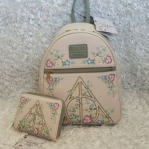 NWT Loungefly Harry Potter Deathly Hallows mini backpack and wallet